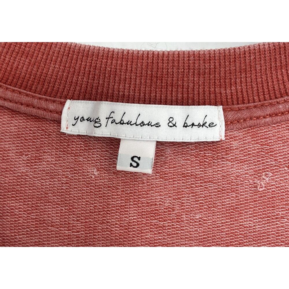 Young Fabulous & Broke Jersey Sweatshirt Tunic Top Size S Coral V-Neck Burnout - Picture 2 of 8